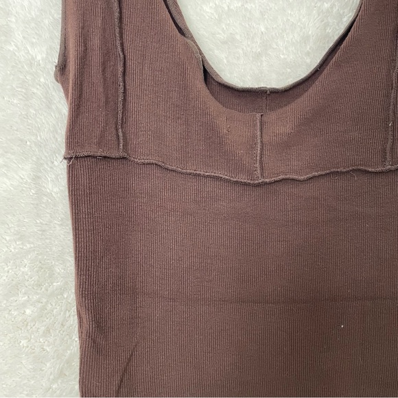 all:row Exposed Seam Tank Top in Brown - Picture 5 of 6